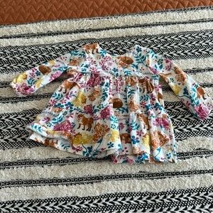 Burts bees baby floral and fox surplice tiered peplum blouse sz.0-3 months